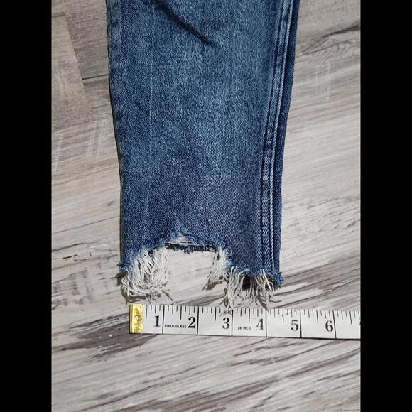 Zara Jeans Size 6 Skinny Raw Hem Distressed Stretch Mid Rise Dark - Picture 8 of 8